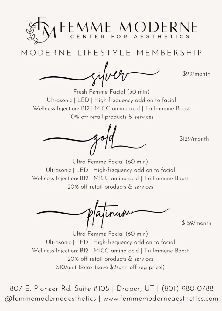 Membership | Femme Moderne Center for Aesthetics | Draper ,Utah